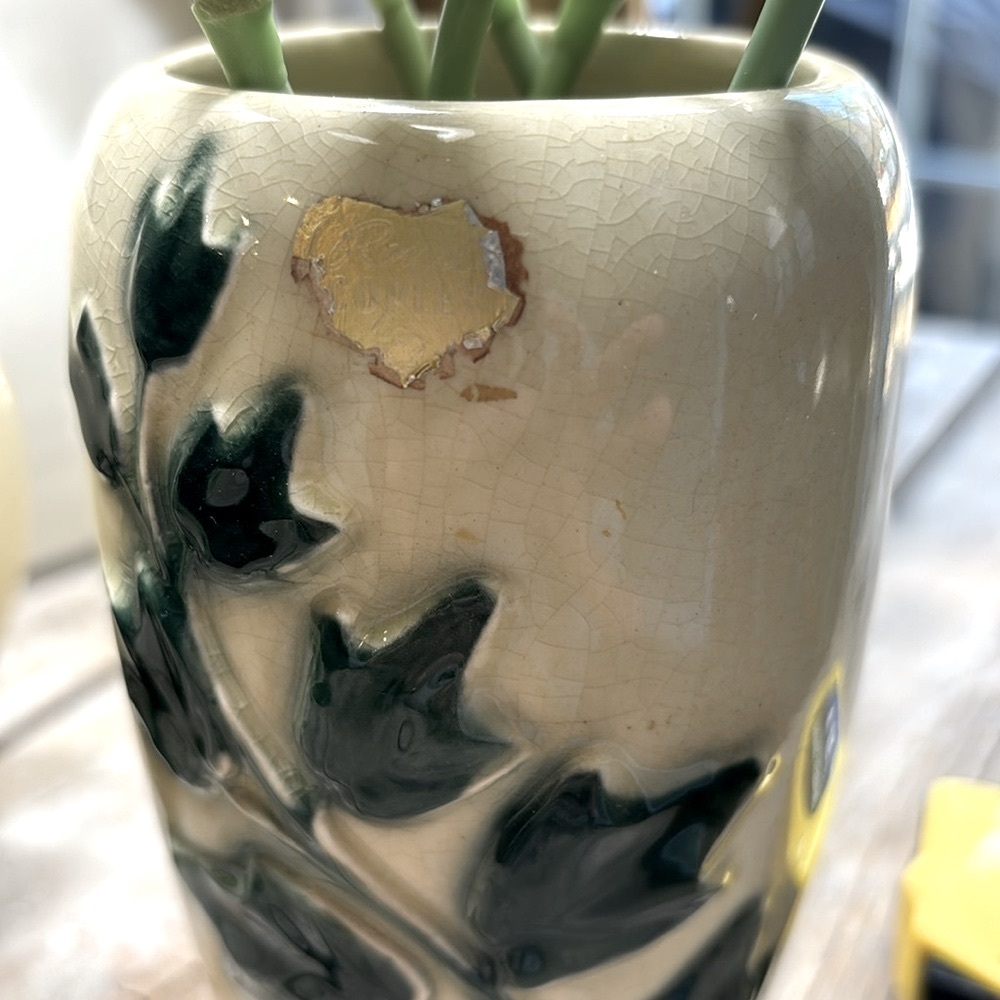 2 Vintage Royal Copely Planters | Vases. Pottery | Green | Ivory | Ivy | GUC - Picture 9 of 12